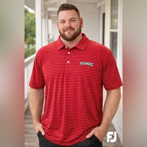 FootJoy Red and White Striped Polo Shirt -XXL